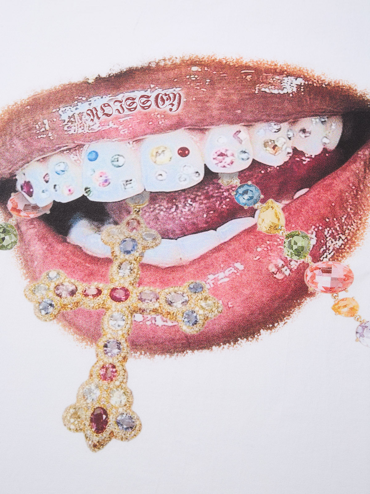 Diamond teeth cross print 270g tank top