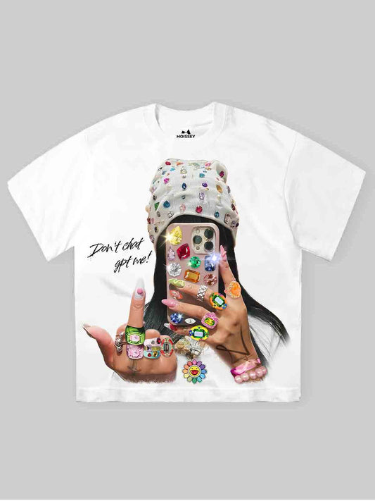 NOISSEY "Don't ChatGPT Me" Mirror Selfie T-Shirt - White 255G Heavyweight Oversized Fit