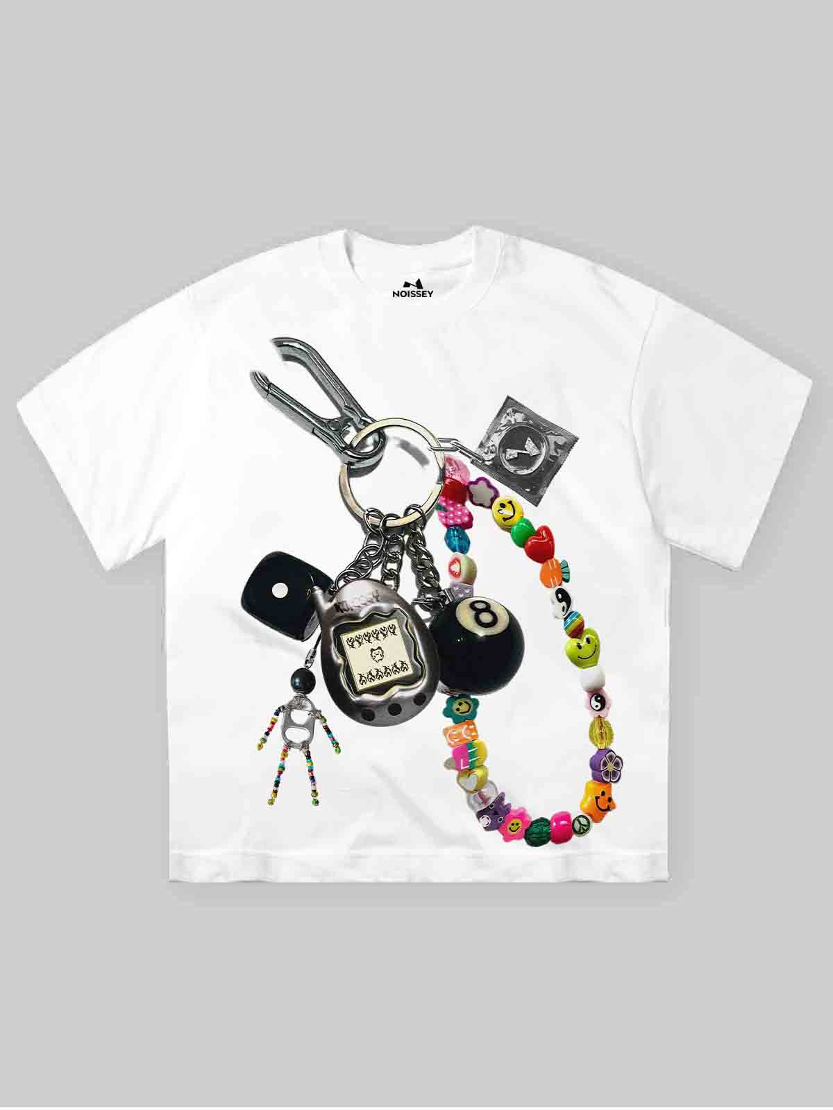 Y2K-Tamagotchi Vintage Keychain Print T-shirt