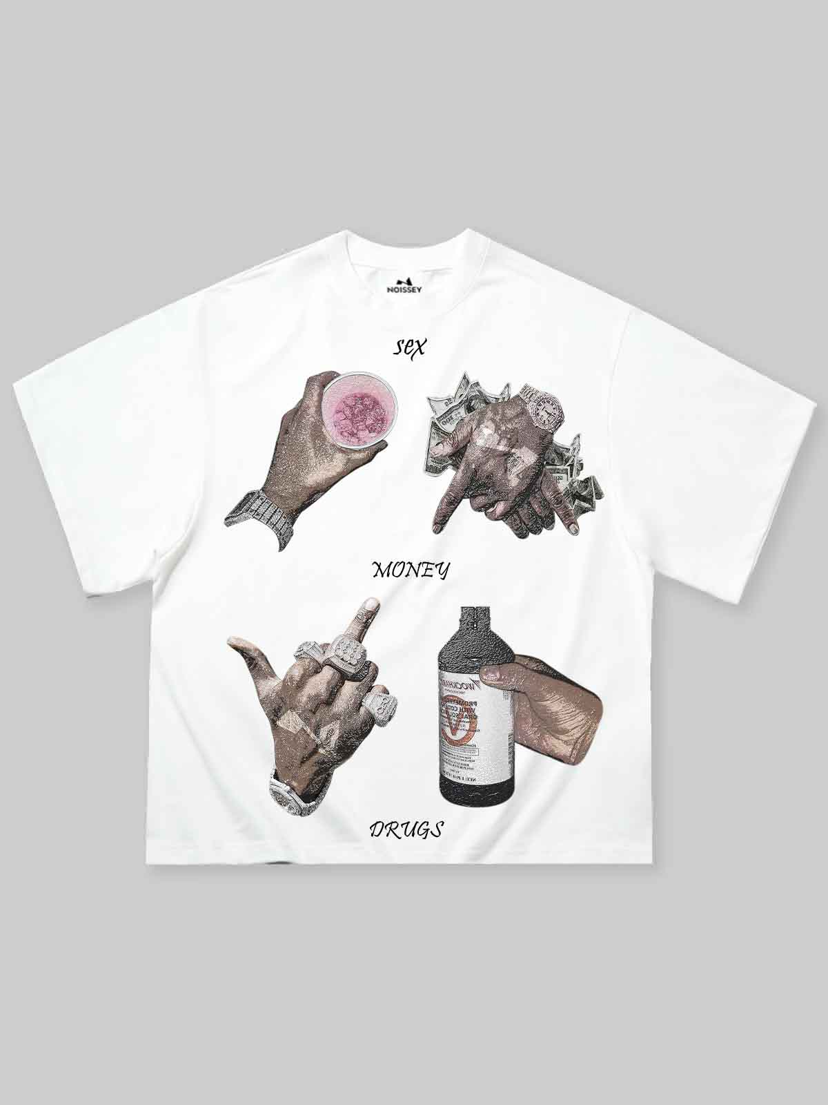 Boxy Oversized T-shirt with Gesture Slogan Print