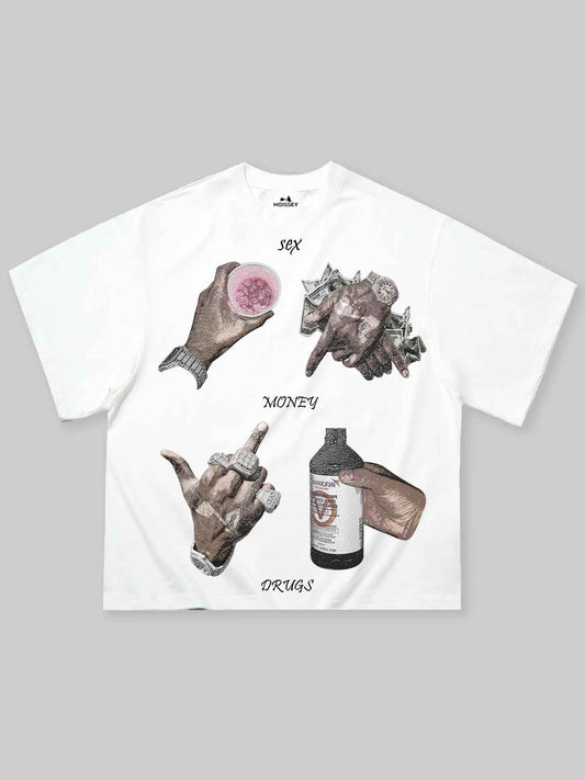 Boxy Oversized T-shirt with Gesture Slogan Print