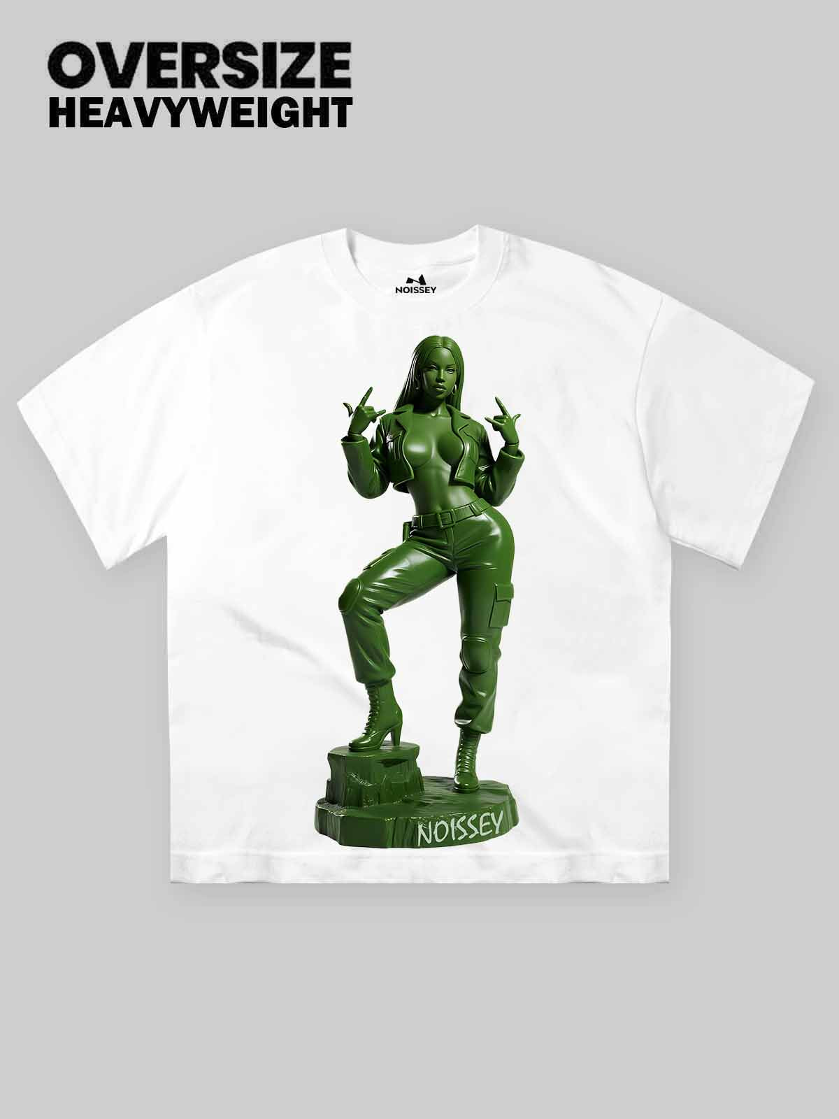 Green Toy Soldier Female Sculpture Print T-shirt