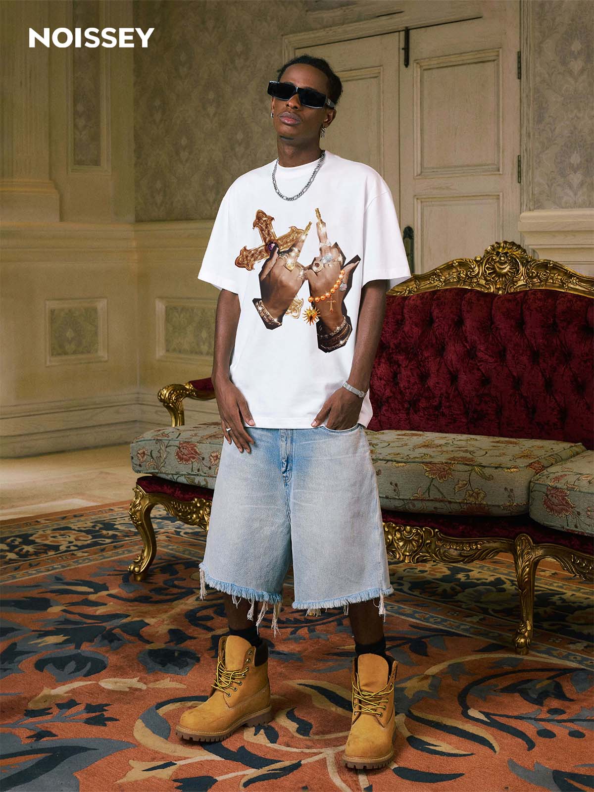 FUCK Diamond Ring Finger Print T-shirt