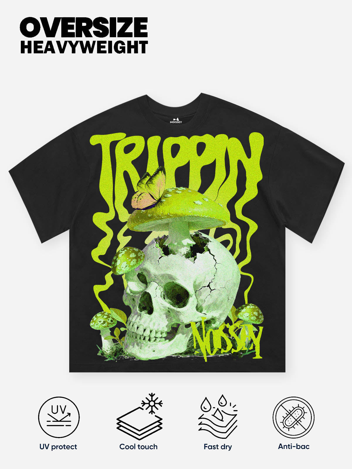 Hallucinogenic Mushroom Oversized Black & White Print T-Shirt