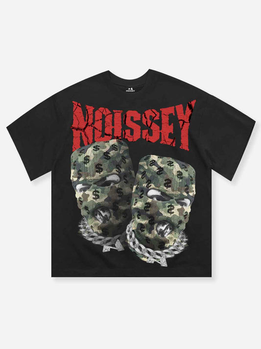 Camo Double Head Mask Print T-shirt