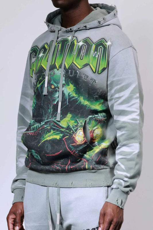 First row hoodie green zombie