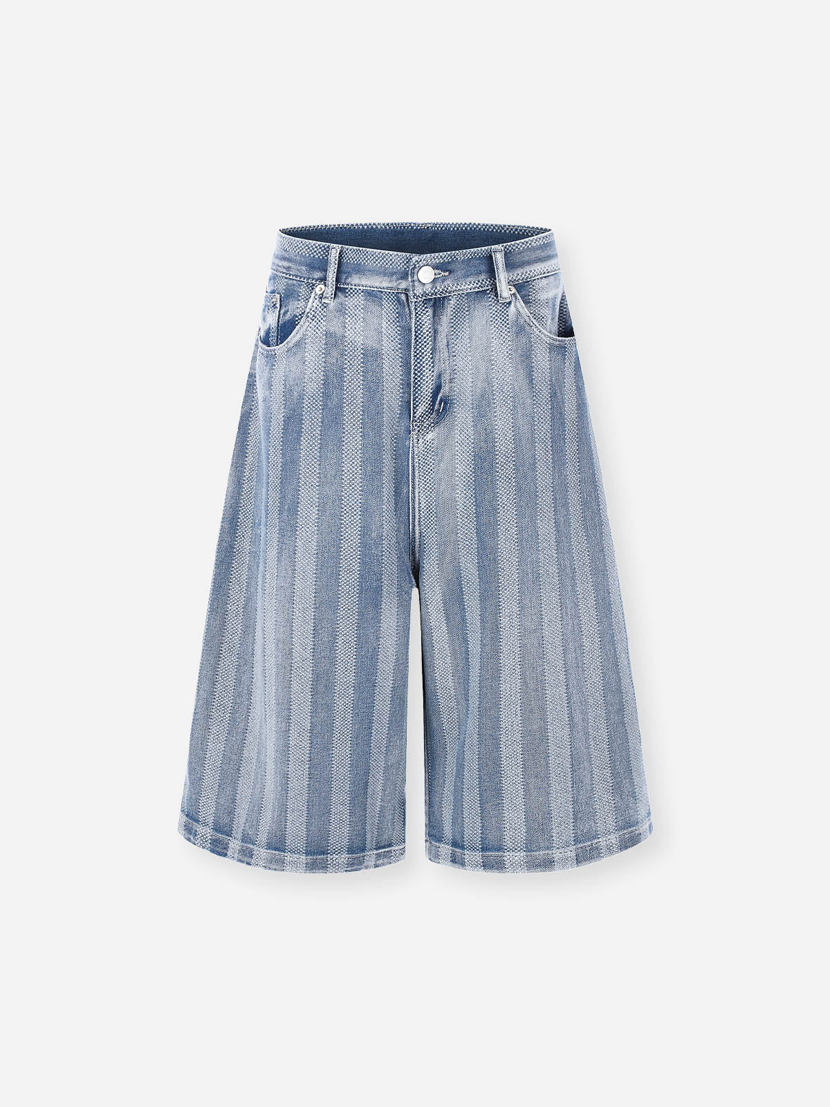 NOISSEY Vintage Washed Lightweight Denim Shorts - Wide-Leg Jorts