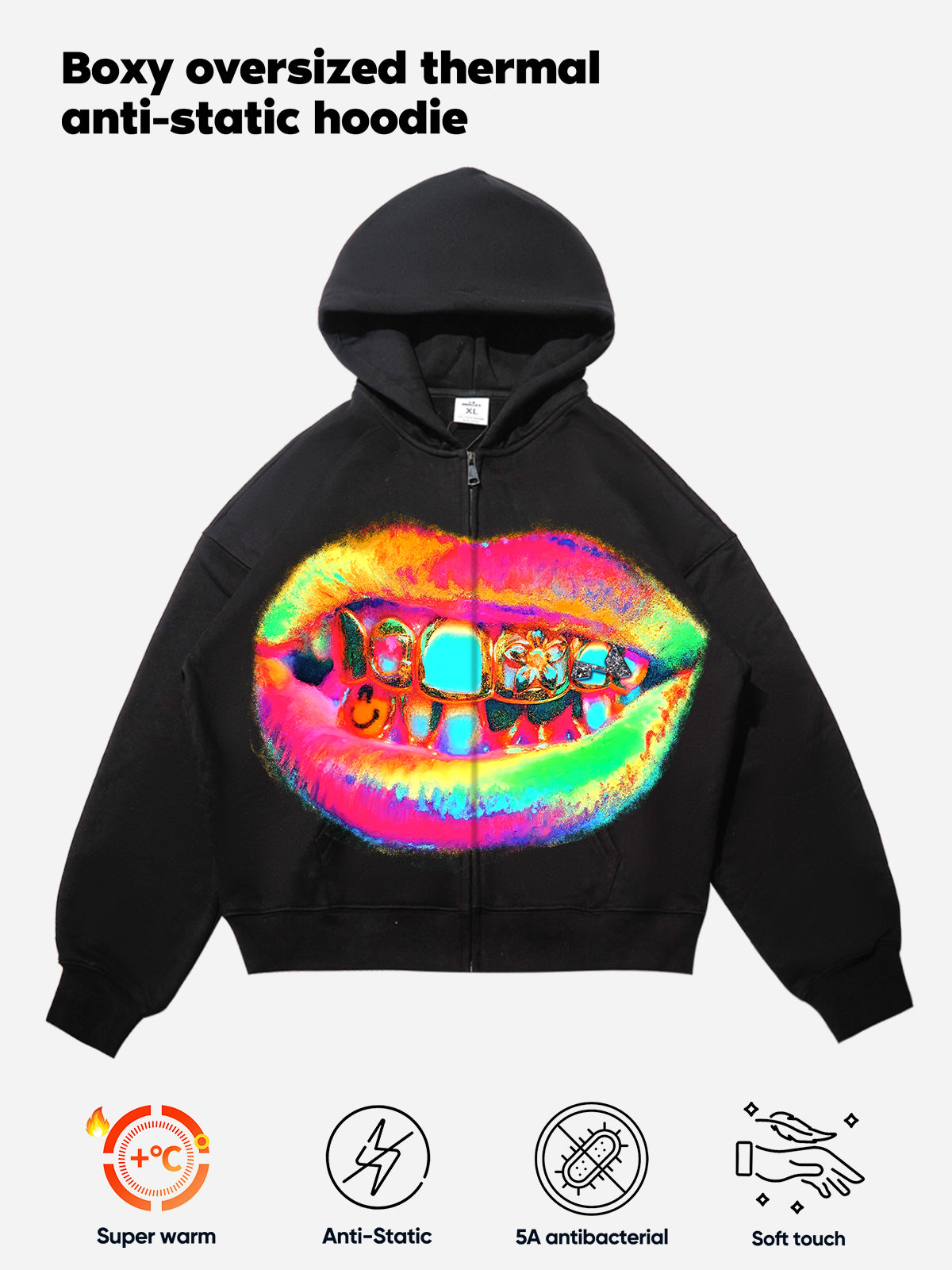 Thermal Imaging Art Grills Warm Zip-up Hoodie