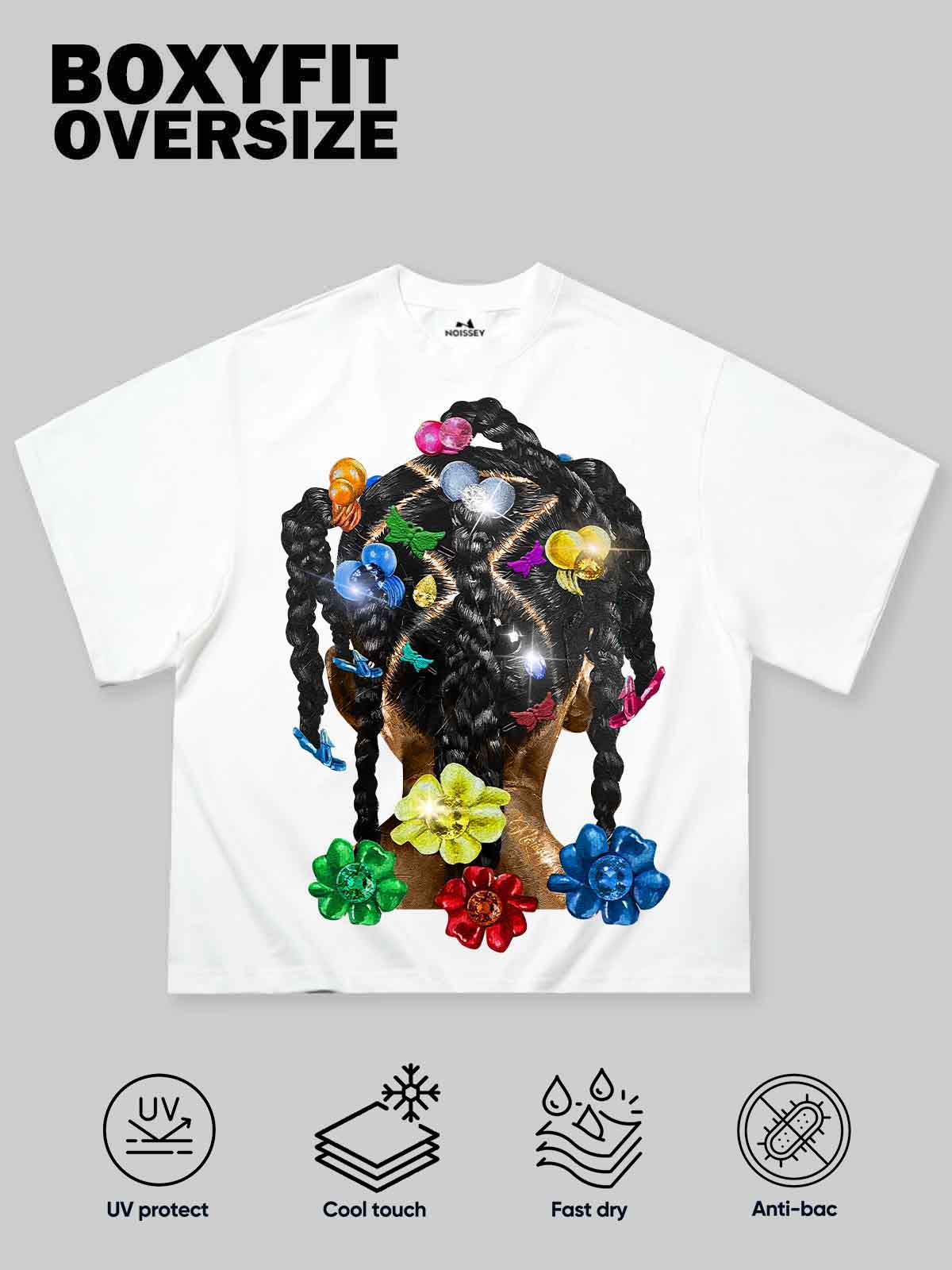 Boxy oversized T-shirt Girlish Braided Hair Art Print