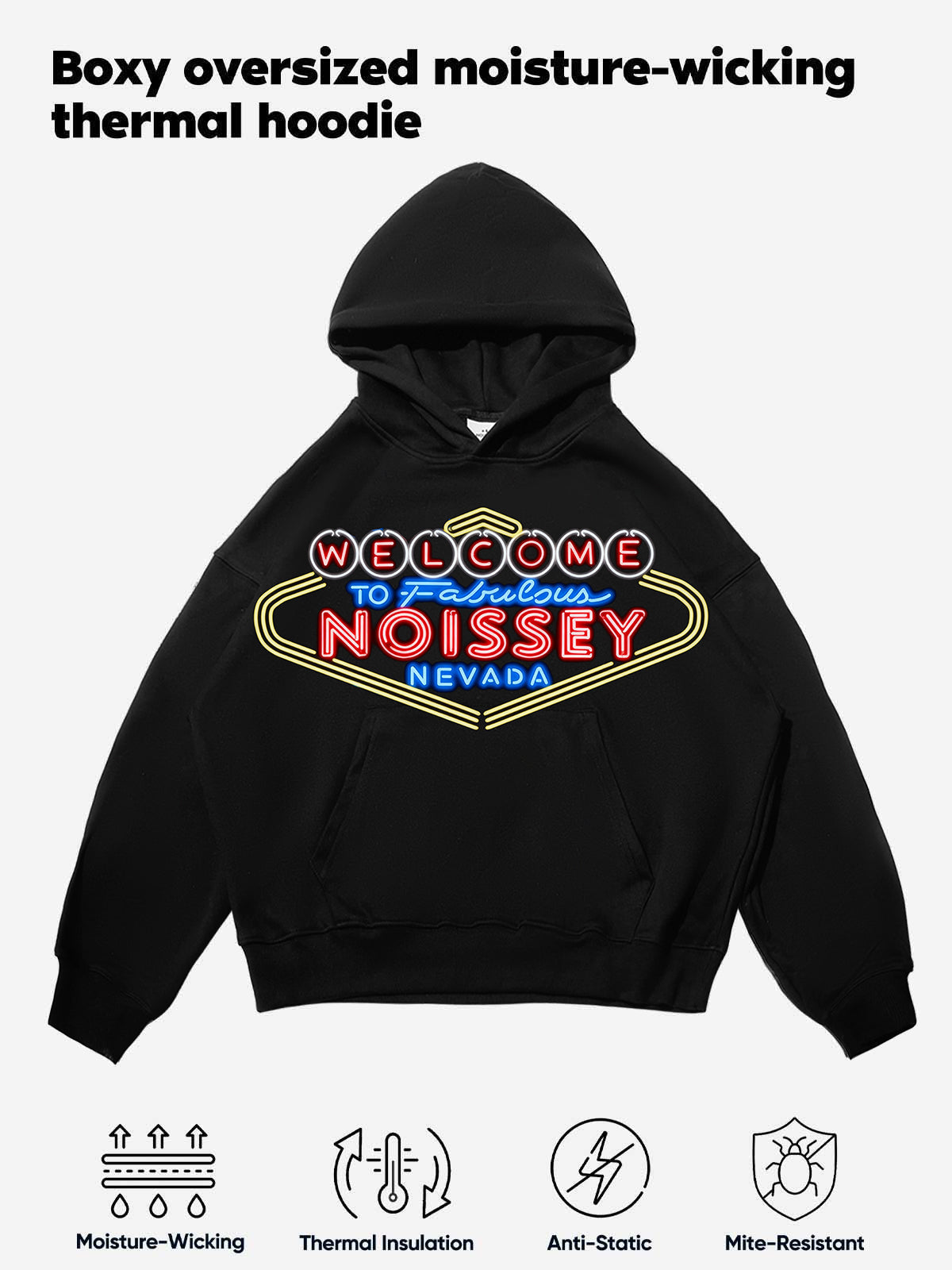 Las Vegas Light Sign Noissey Logo Tech Fabric Hoodie