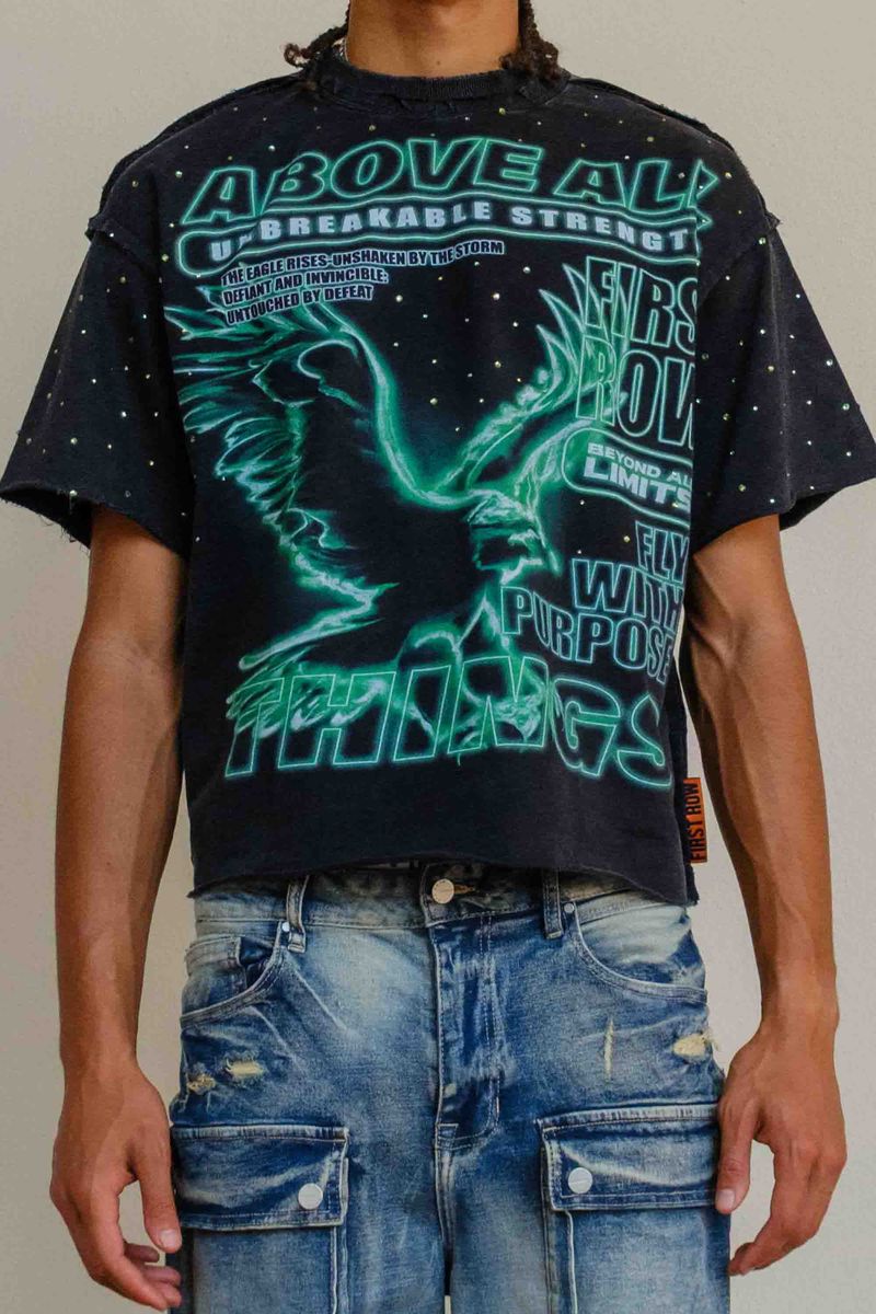 First Row Neon Green Black Tee