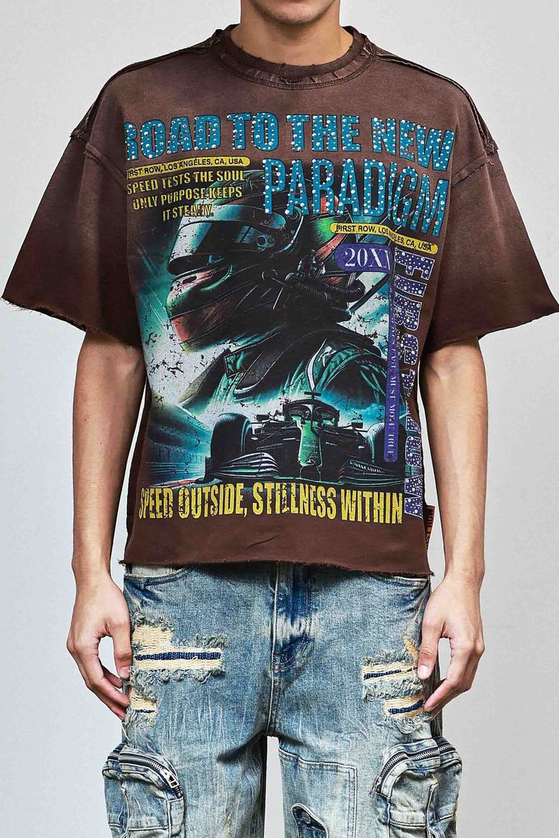 First Row Brown Green Tee