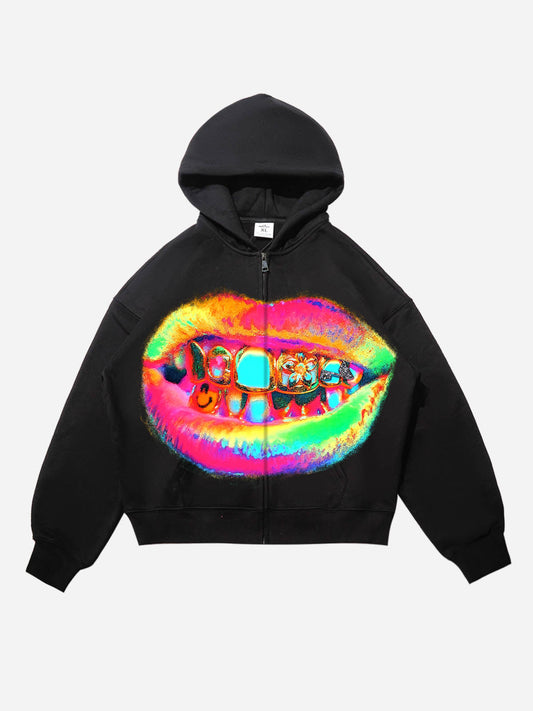 Thermal Imaging Art Grills Warm Zip-up Hoodie