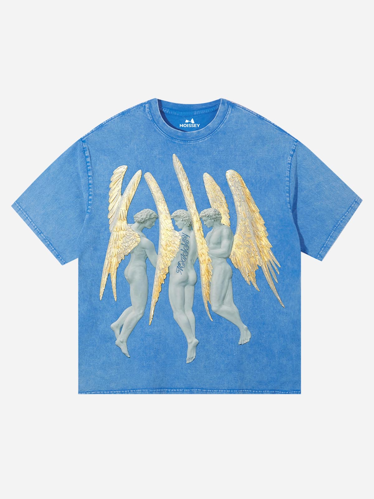 Golden-Winged Angel Embossed Art Print Washed T-shirt
