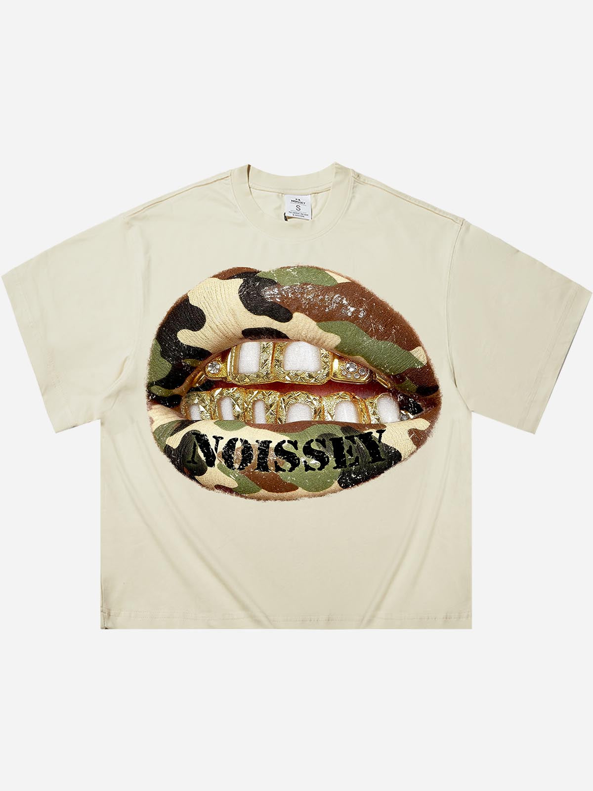 Camouflage Lips Gold Grills Boxy oversized T-shirt