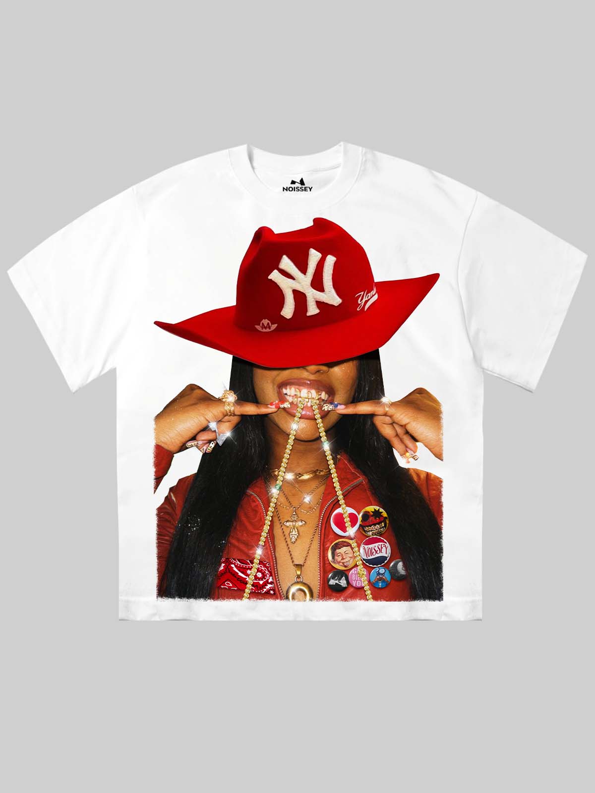 Street Girl with Red Cowboy Hat Print T-shirt