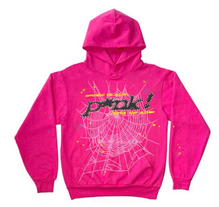 Sp5der Hoodie Pink  P*nk Logo