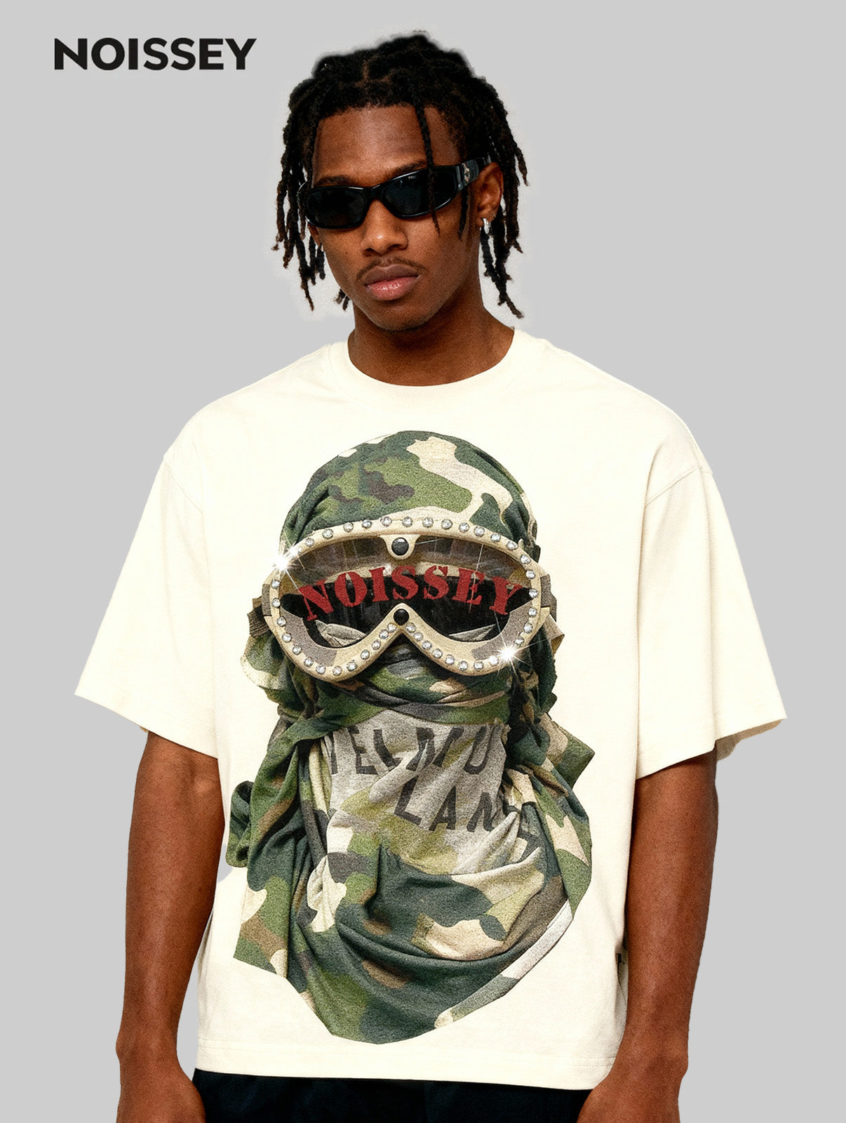 Camouflage Desert Art Headscarf Print Boxy Oversized T-shirt