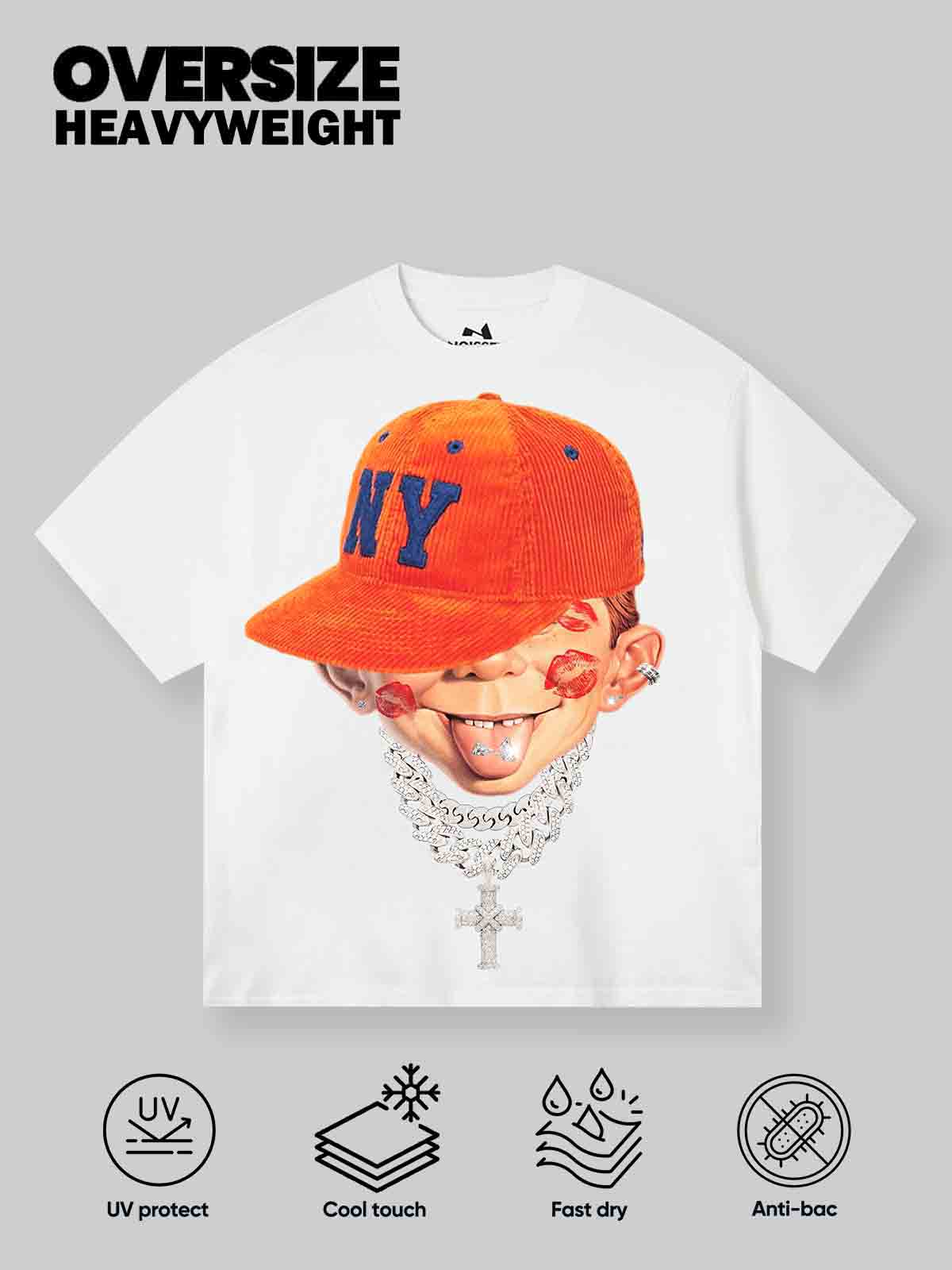 Bad Boy Peaked Cap & Diamond Necklace Print T-Shirt