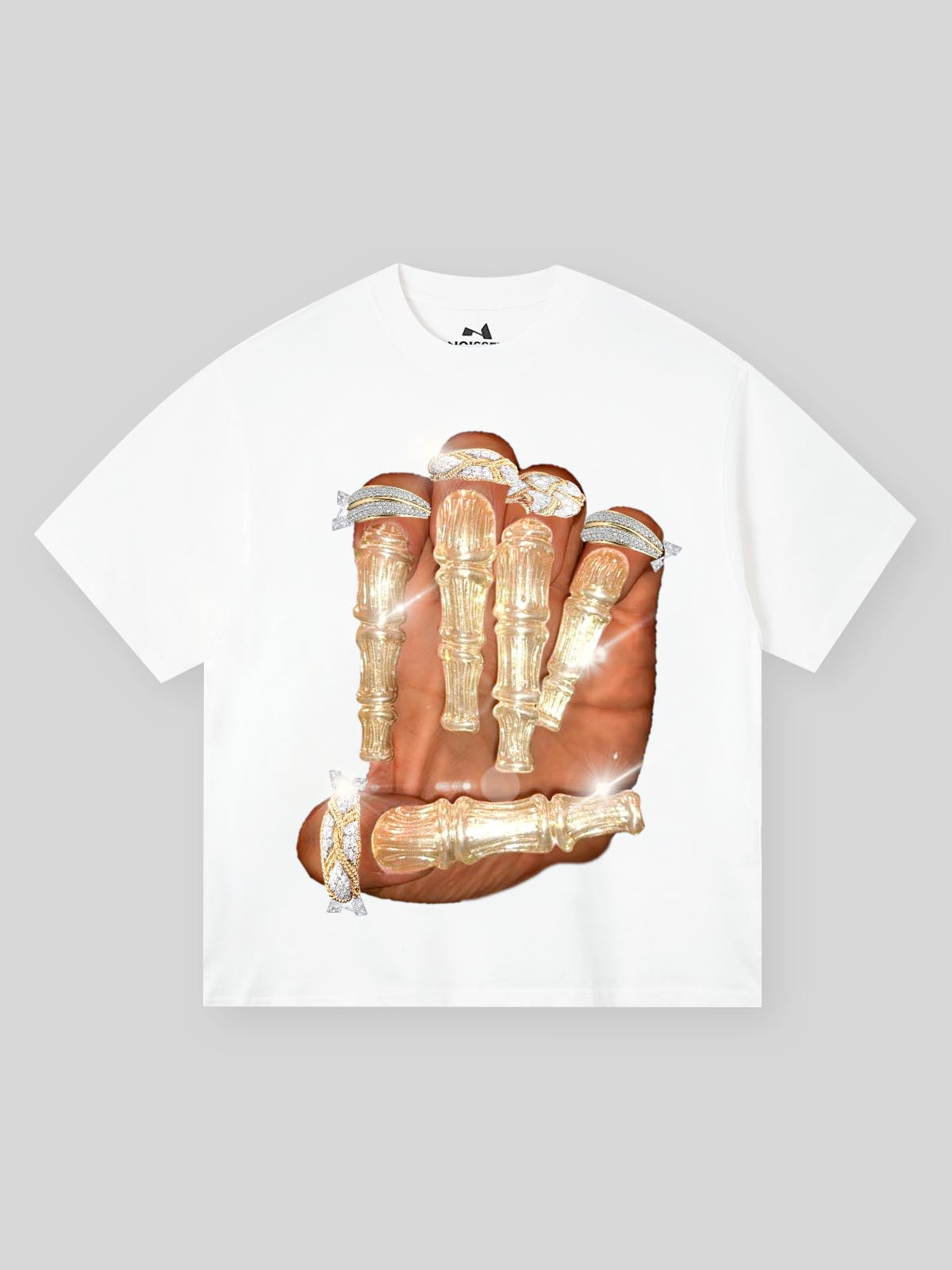 BOUNCE BACK© Golden Bone Nail Print T-shirt