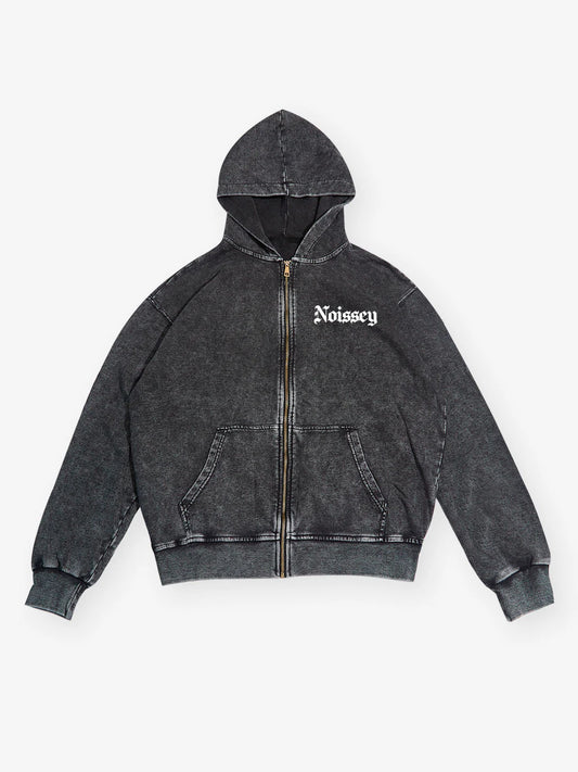 Noissey Gesture Printed Black Wash Hoodie