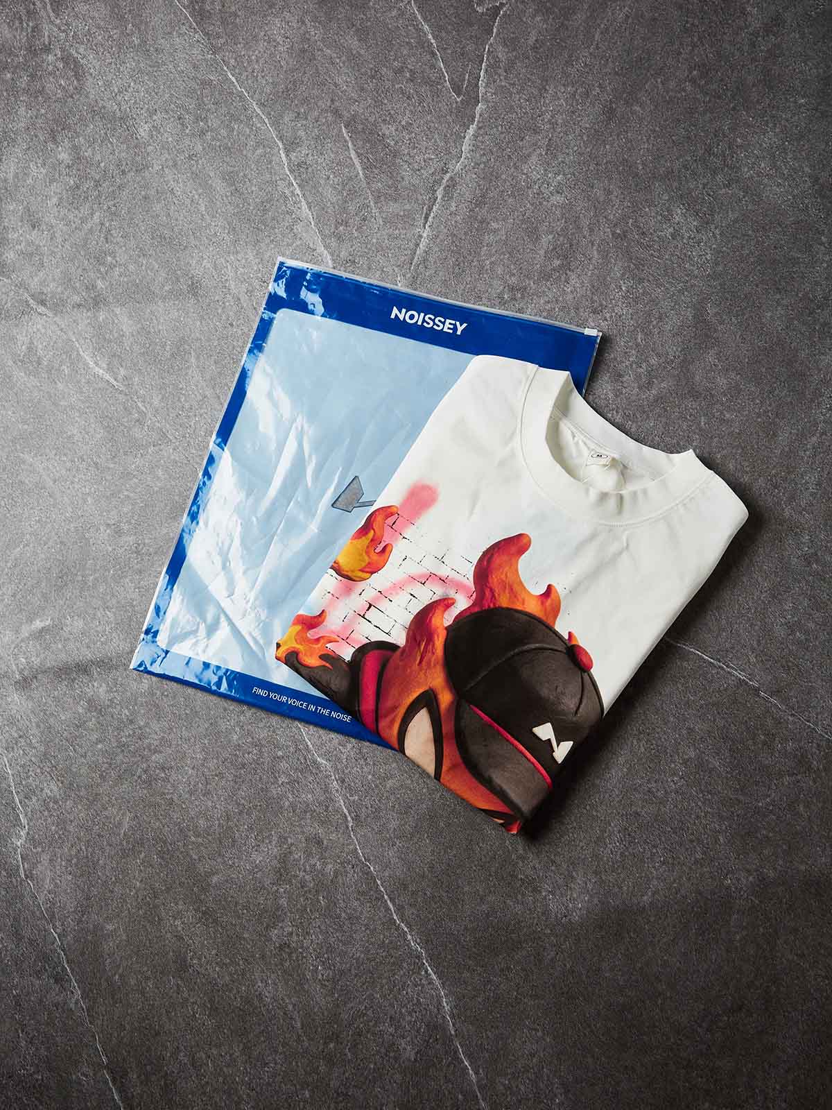 NOISSEY "Clay Graffiti Igniter" White Tee - Oversized Heavyweight Graphic T-Shirt