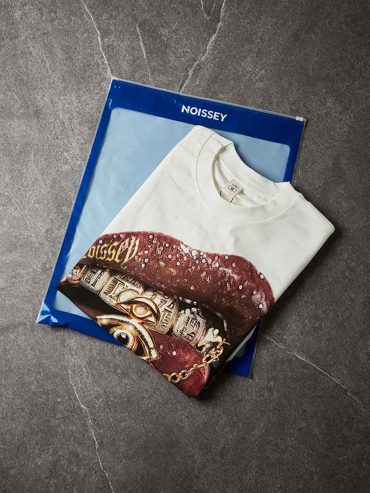 NOISSEY "The Golden Oracle" Wet-Gloss Lips Pharaonic Hieroglyphic Grills Oversized Tee