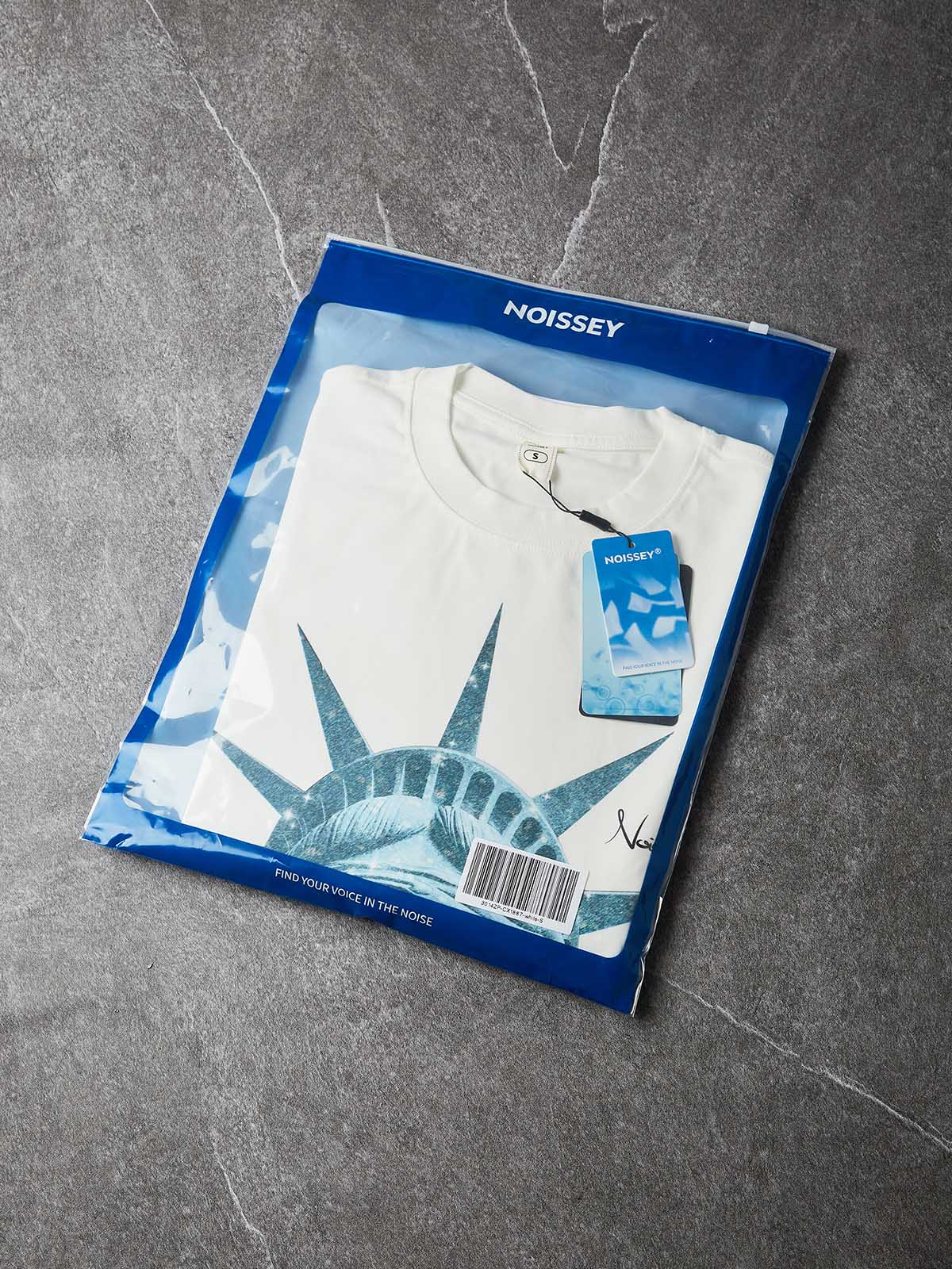 NOISSEY "Liberty Blinded" Teal Diamond Sparkle Graphic Long Sleeve Sweatshirt