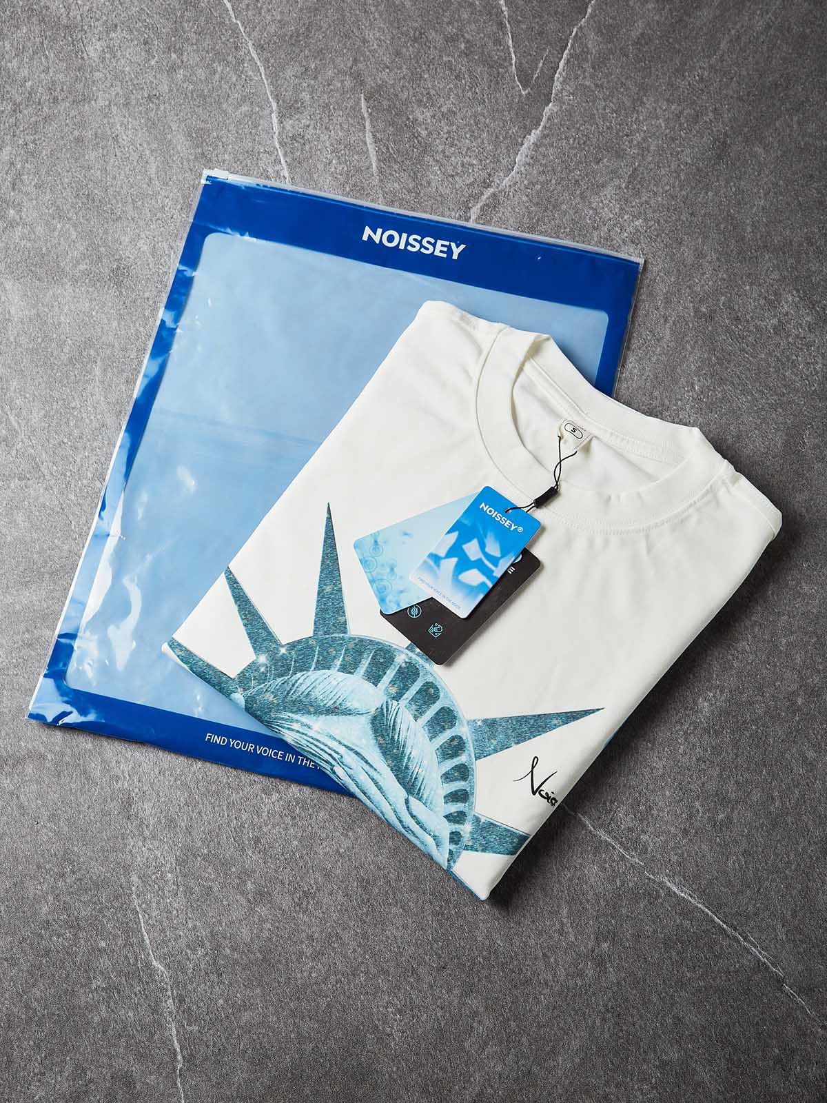 NOISSEY "Liberty Blinded" Teal Diamond Sparkle Graphic Long Sleeve Sweatshirt