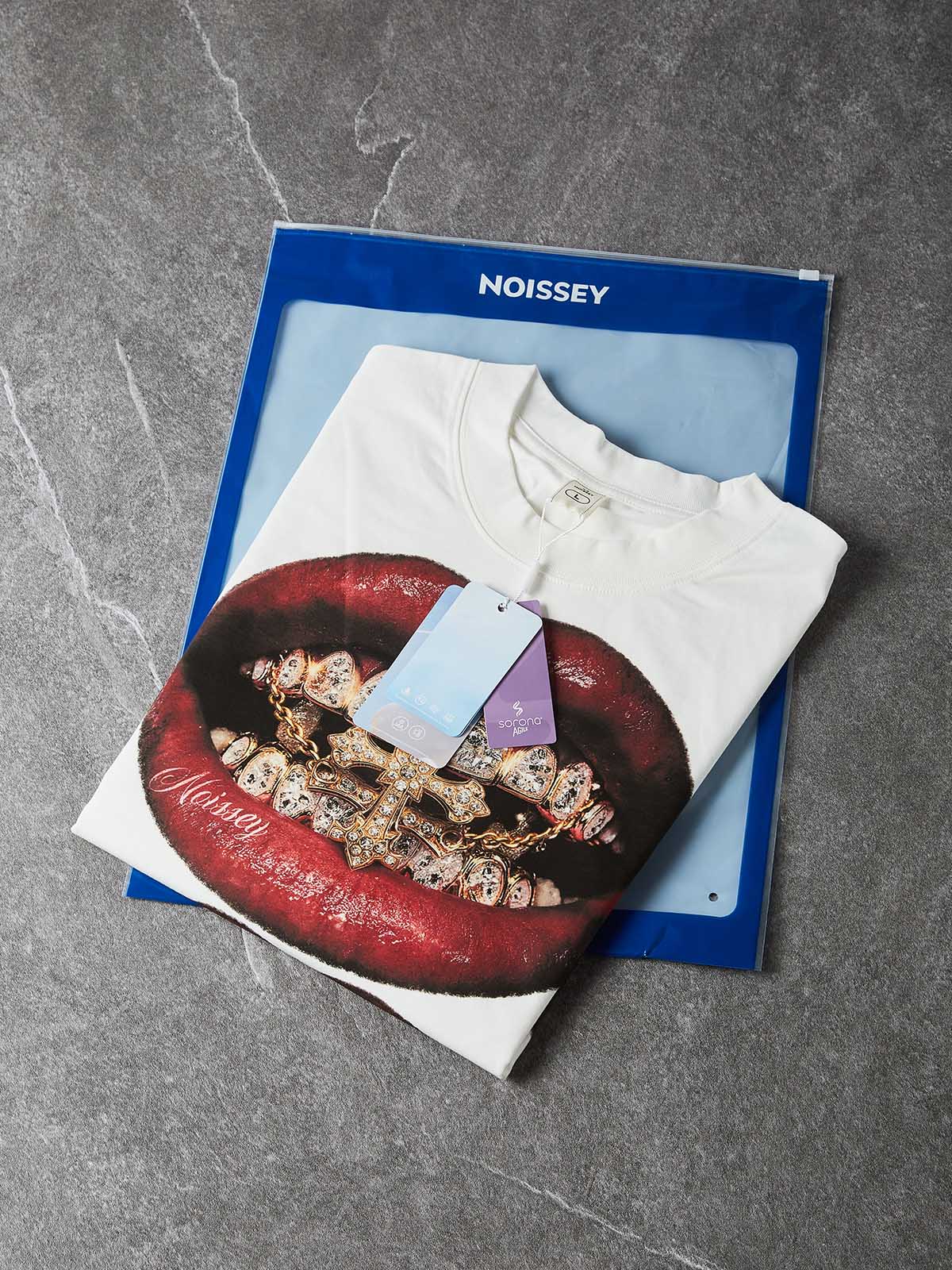 NOISSEY "Burgundy Lips" Golden Cross & Iced-Out Grillz Oversized Graphic Tee
