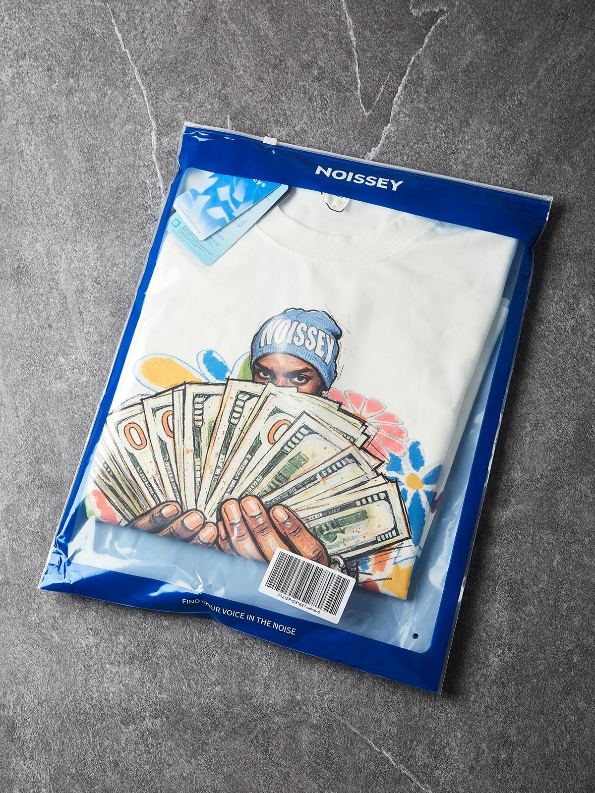 NOISSEY "It Was All A Dream" Hand-Drawn Cash Portrait & Graffiti Flowers Long Sleeve Tee Two Colors