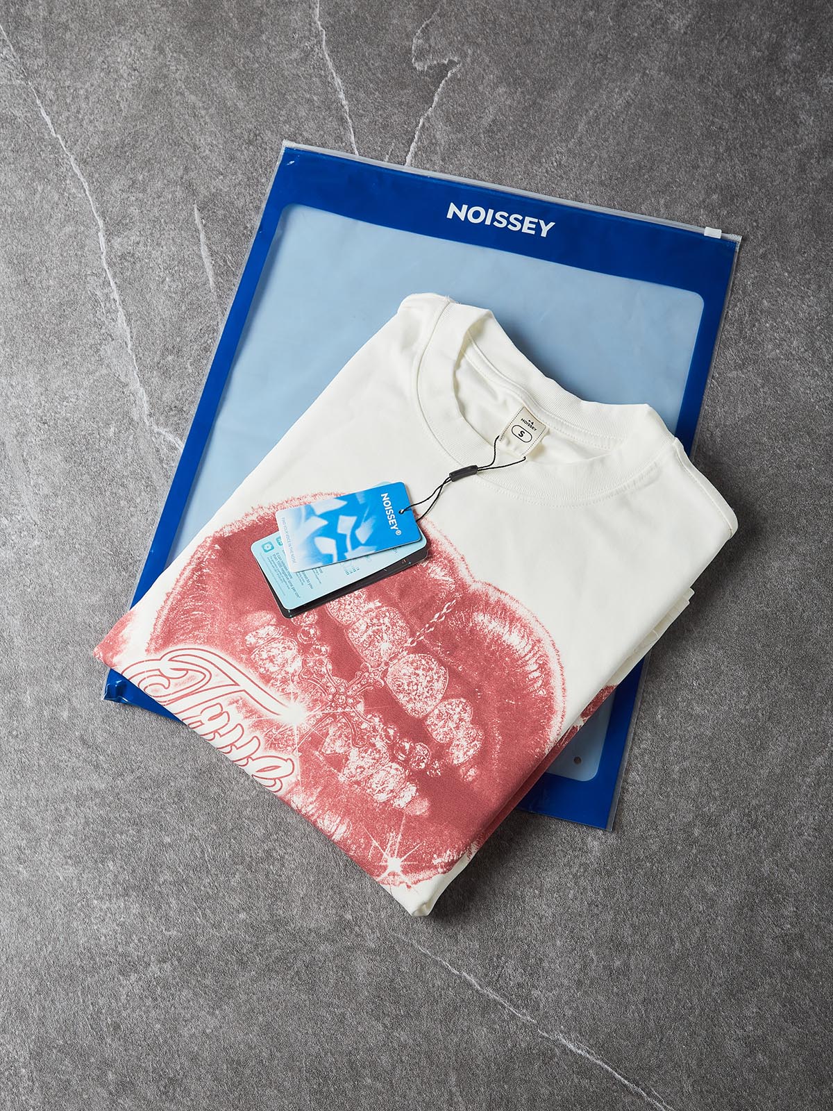 NOISSEY "True Love" Diamond Grillz & Cross Lips Graphic Long Sleeve Tee