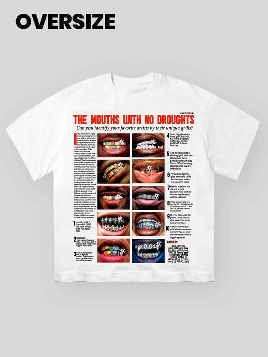 Magazine Style Black and White Printed T-Shirt