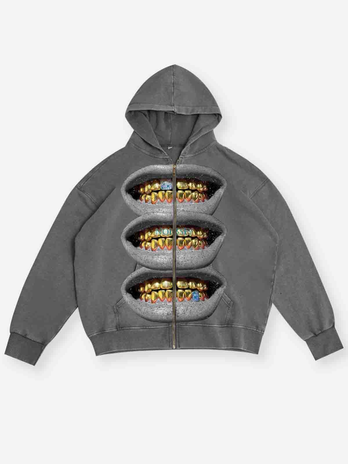 BOUNCE BACK© Gold Diamond Drill Print 350g grey Hoodie