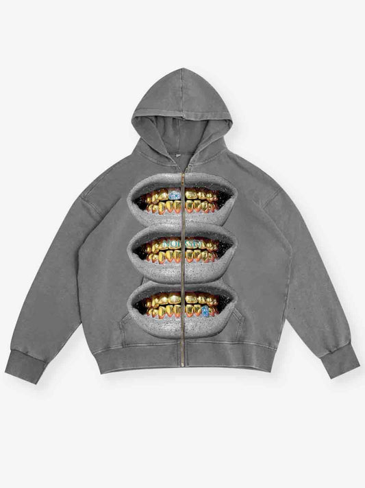 BOUNCE BACK© Gold Diamond Drill Print 350g grey Hoodie