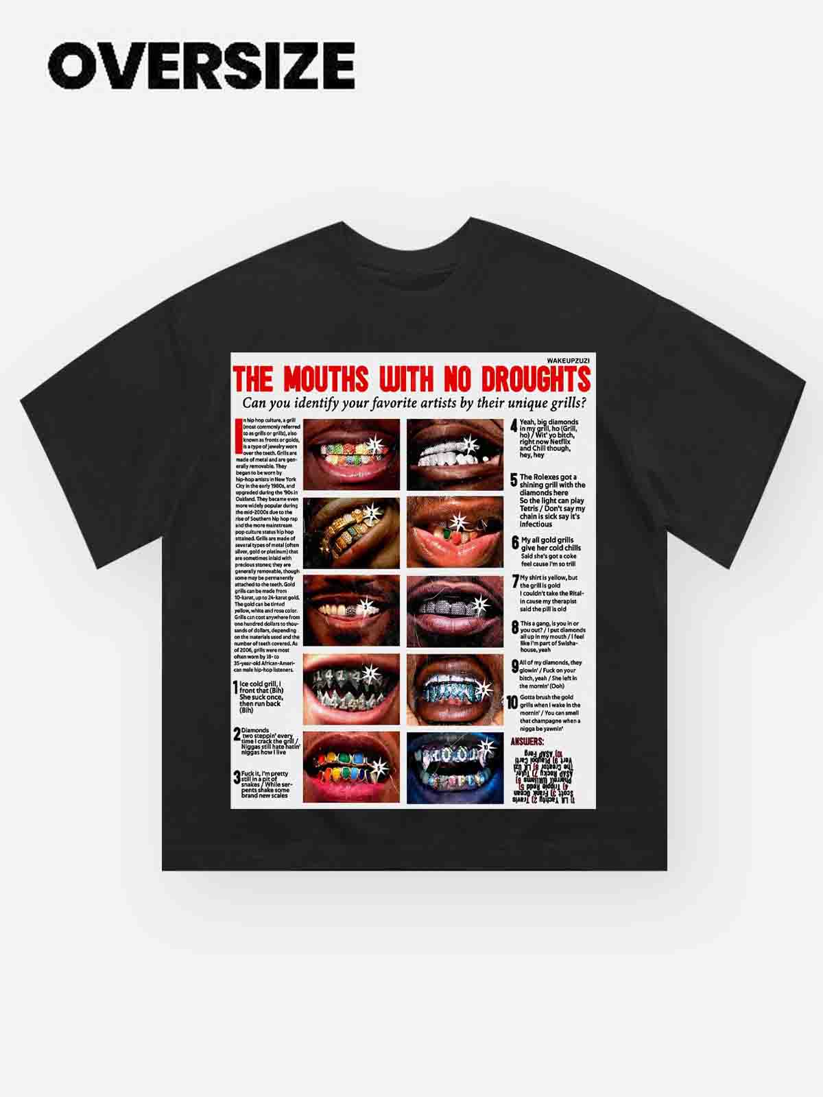 Magazine Style Black and White Printed T-Shirt