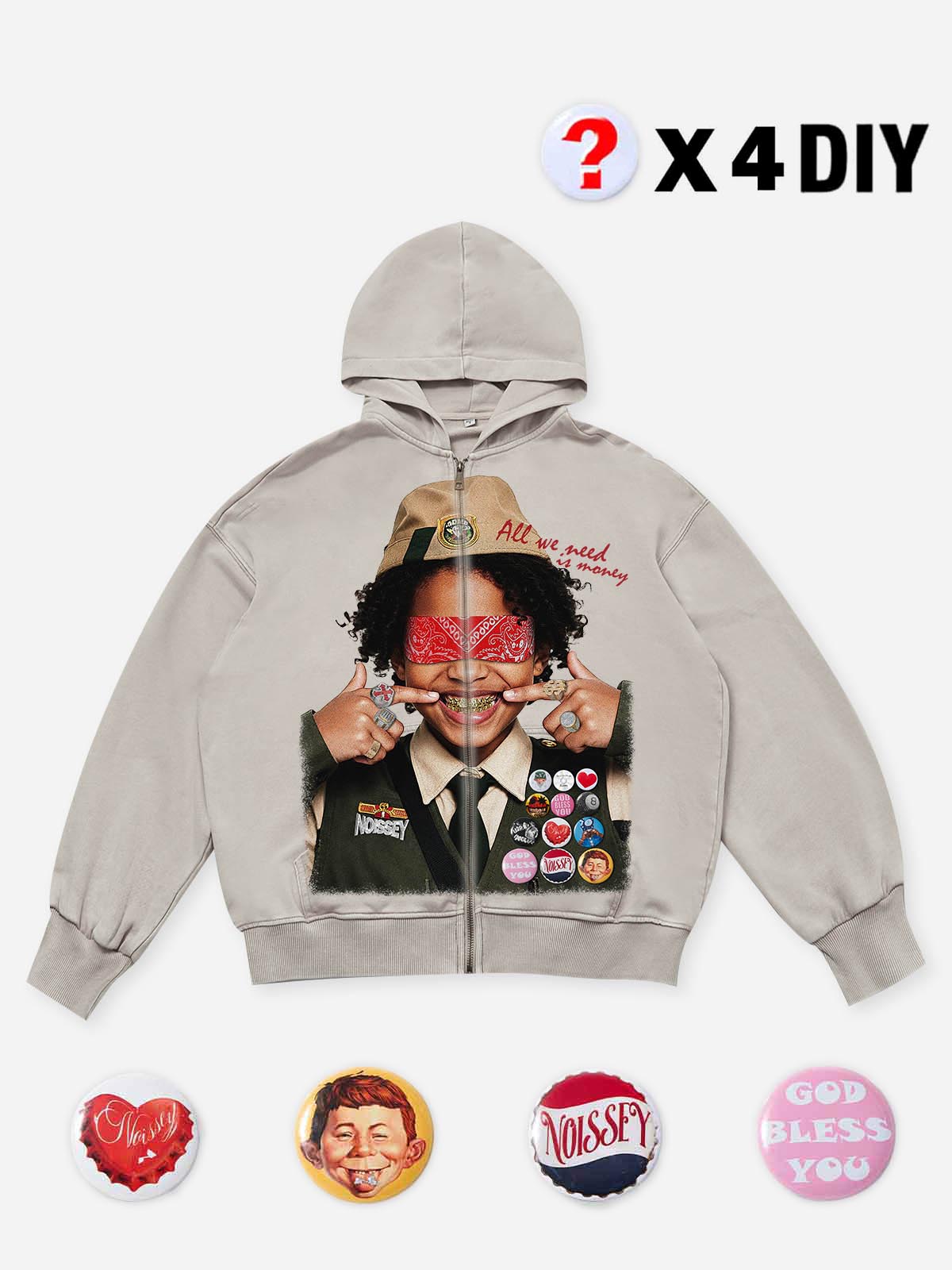 Scout Girl Print and DIY Badge hoodie