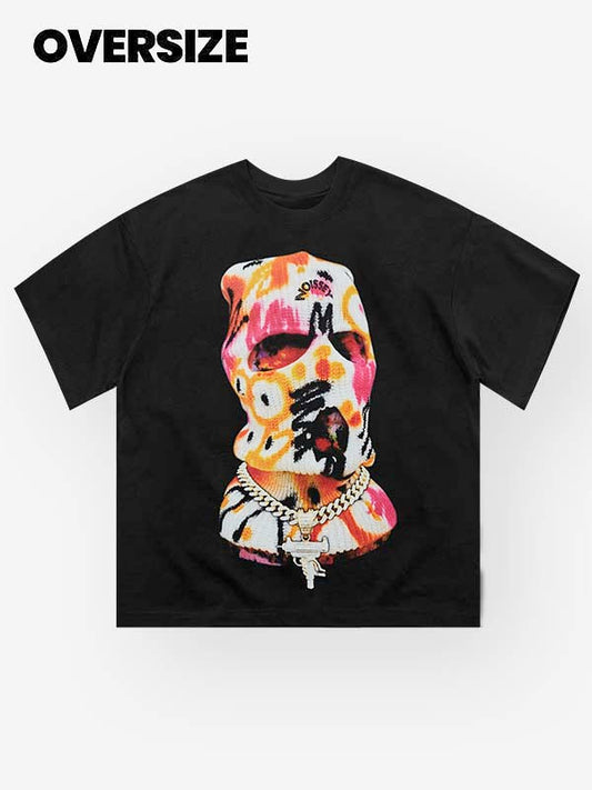Colorful Graffiti Mask Print T-Shirt