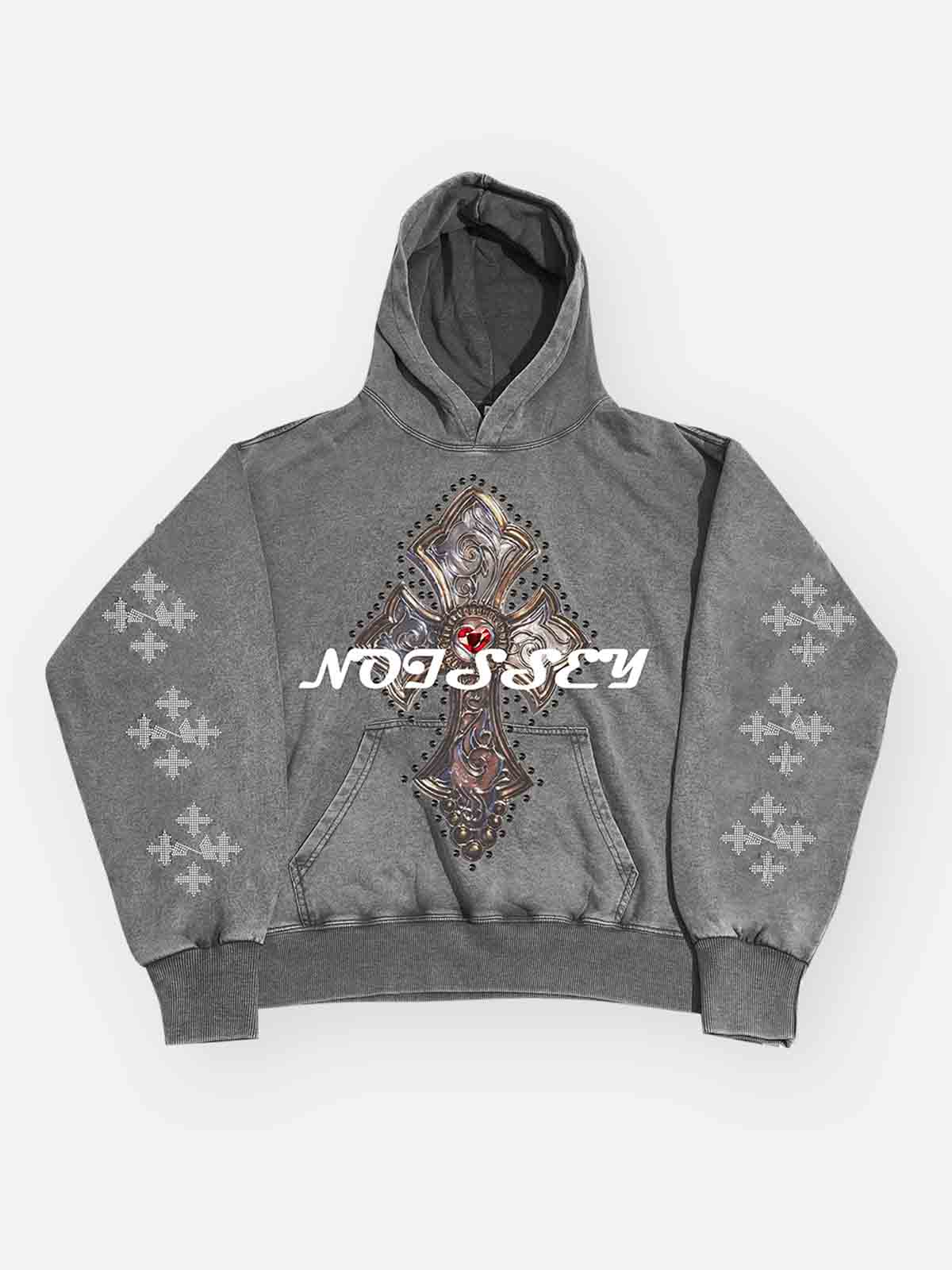 Diamond Cross Print Pullover 350g Hoodie