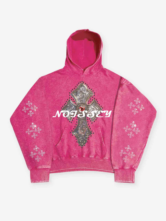 Diamond Cross Print Pullover 350g Hoodie