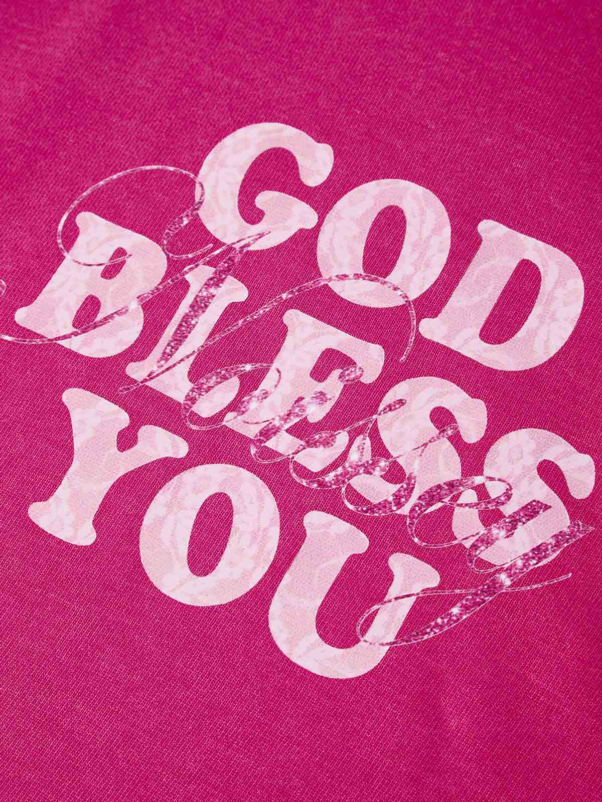 GOD BLESS YOU Bling Solgan350 Pink Wash Hoodie