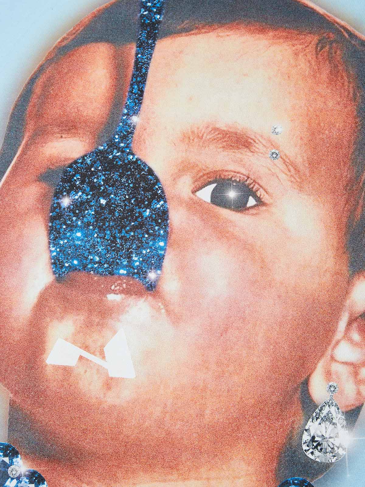 Funny spoon-covered face boy printed T-shirt