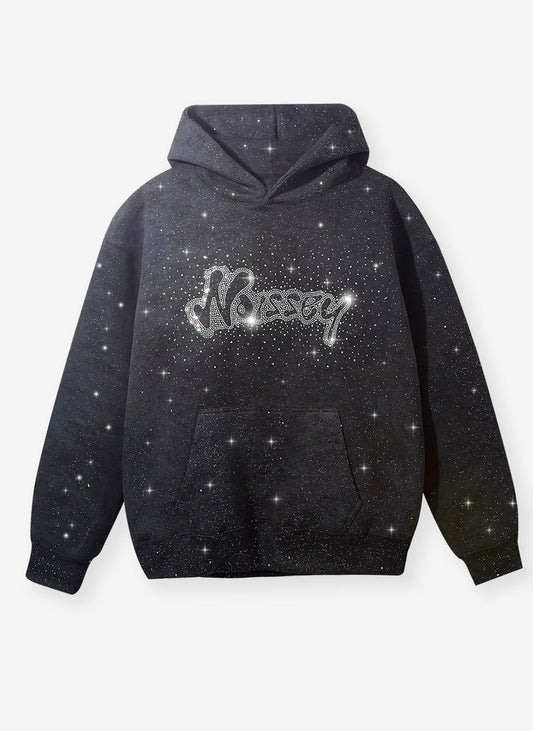 Noissey Rhinestone Logo Glitter Hoodie