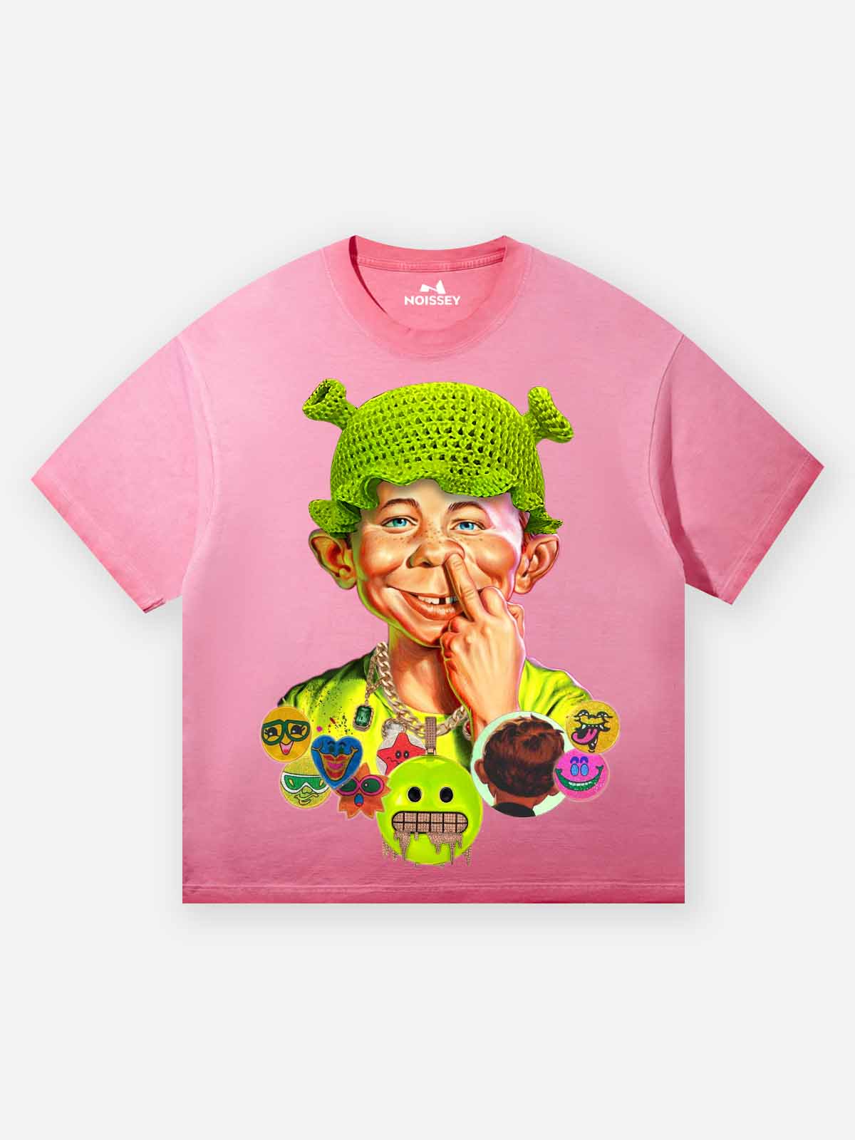 Bad Boy and His Shrek Crochet Hat Print T-shirt