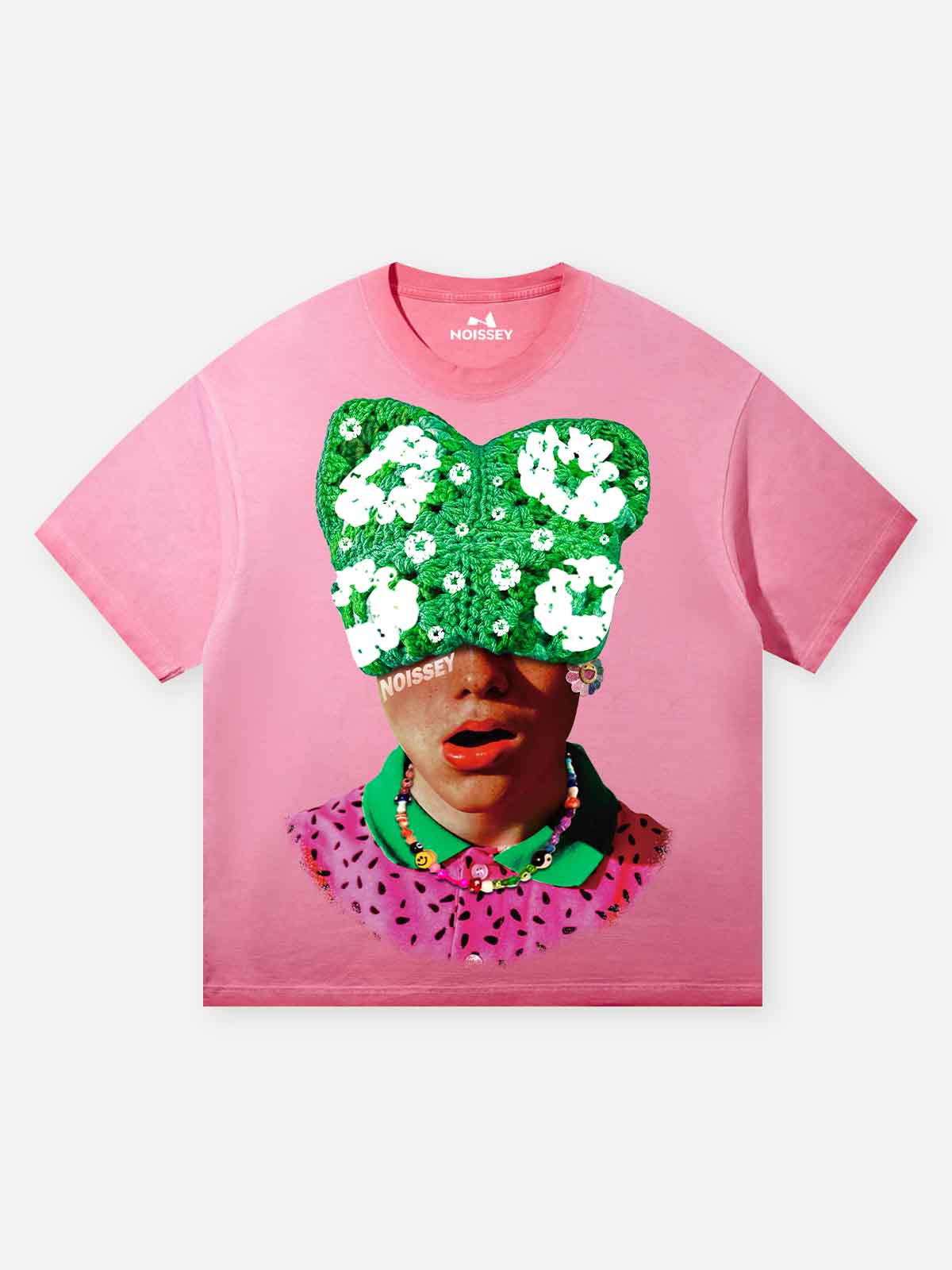 Summer Dopamine Kitty Cap Pink Gradient Print T-shirt