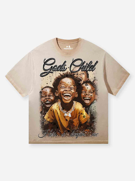 GOD'S CHILD Gradient Wash Print T-shirt