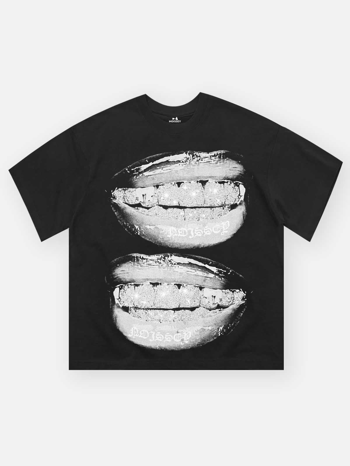 Glittering Diamond Grills Print T-Shirt