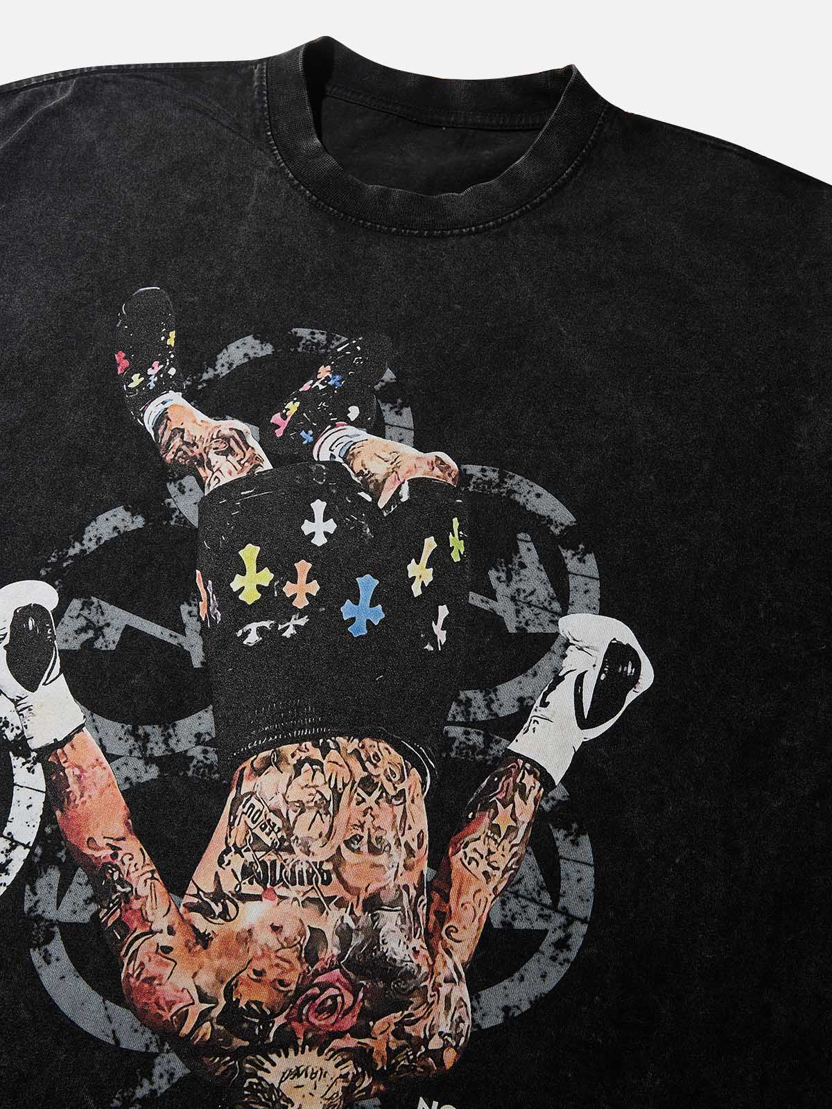 NOISSEY "Chrome KO" Upside Down Fighter Vintage Wash Heavyweight Tee