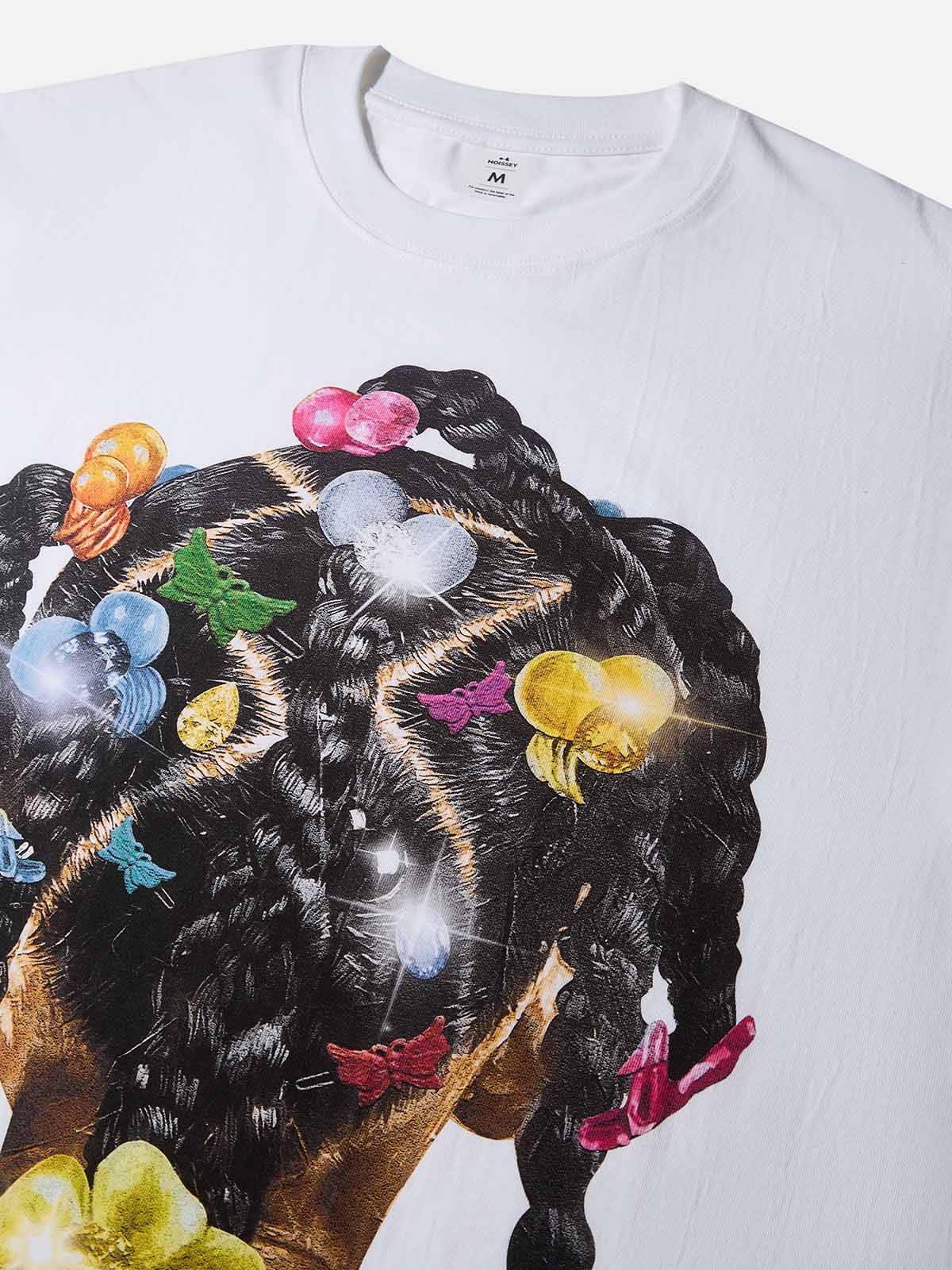 Boxy oversized T-shirt Girlish Braided Hair Art Print