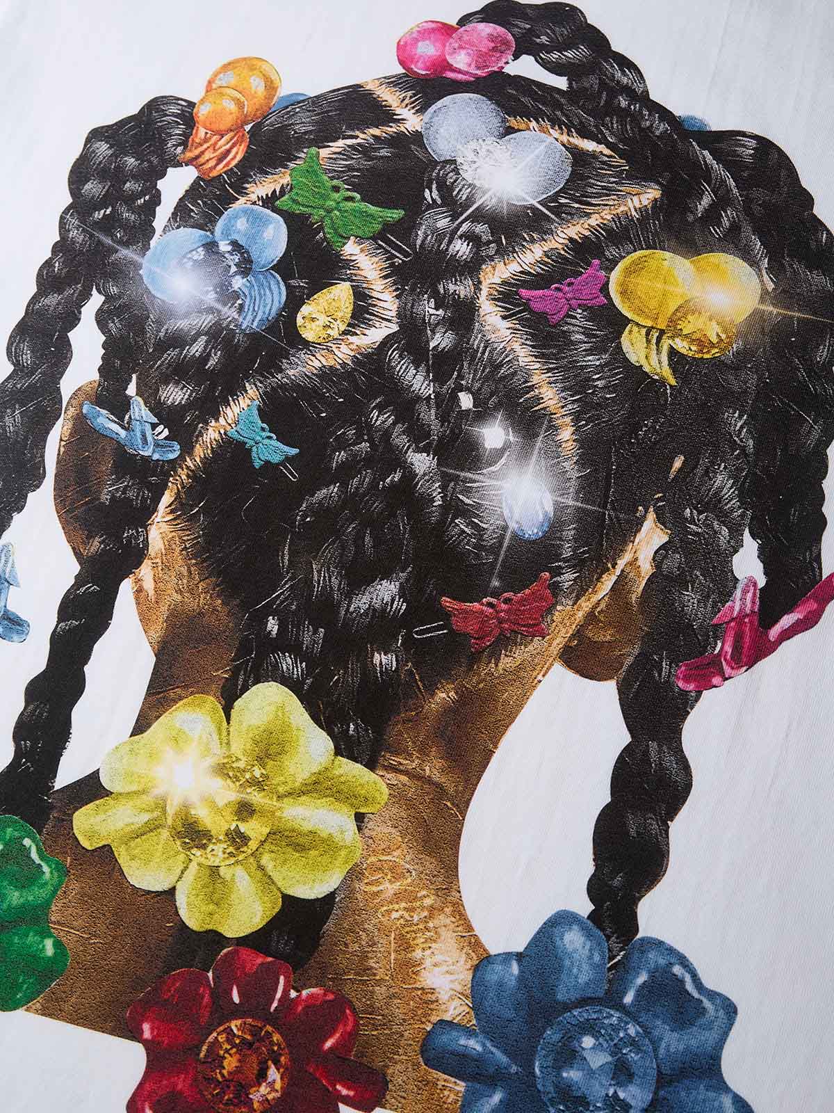 Boxy oversized T-shirt Girlish Braided Hair Art Print